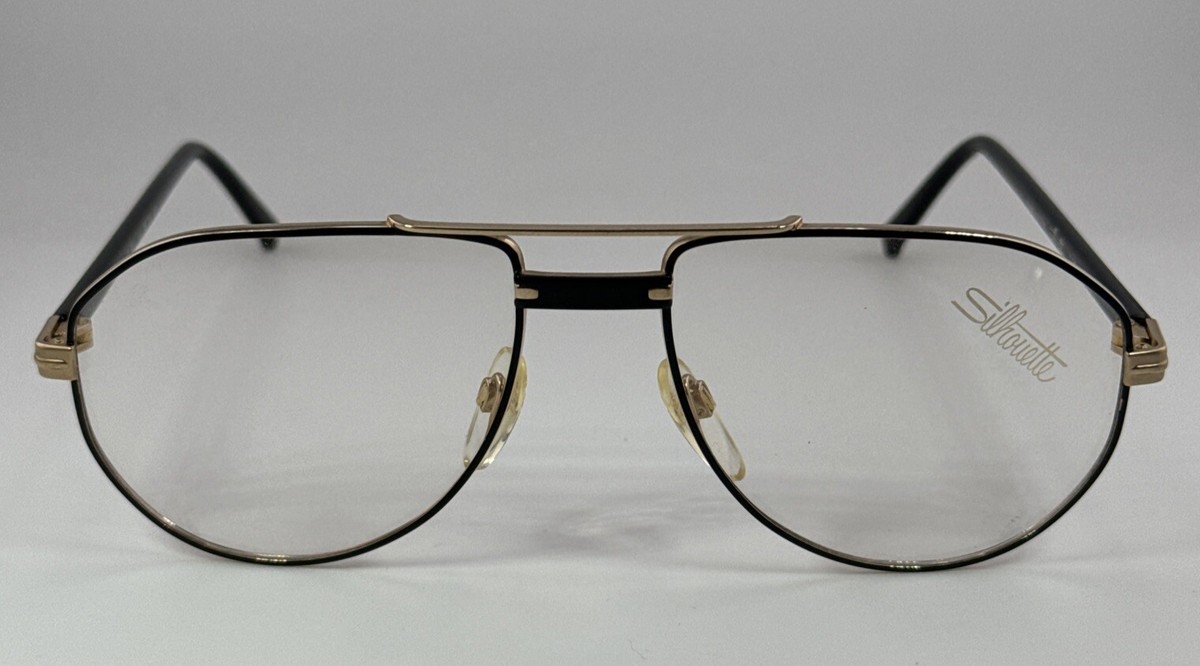 Vintage Silhouette Eyeglass M 7091 Eyewear Gold Black Austria 