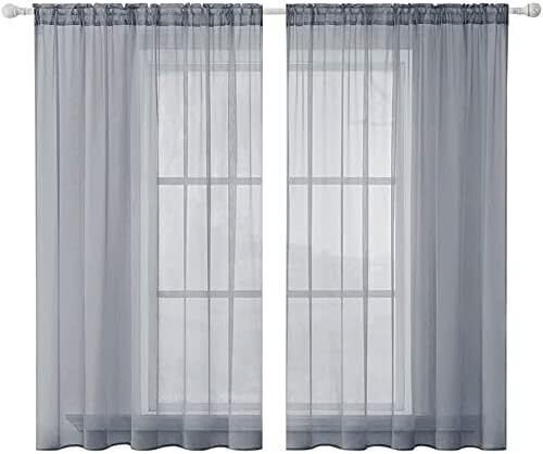 1/2x Panels Sheer Tulle Voile Lace Window Curtain Drapes Living Room Rod Pocket - Picture 15 of 37