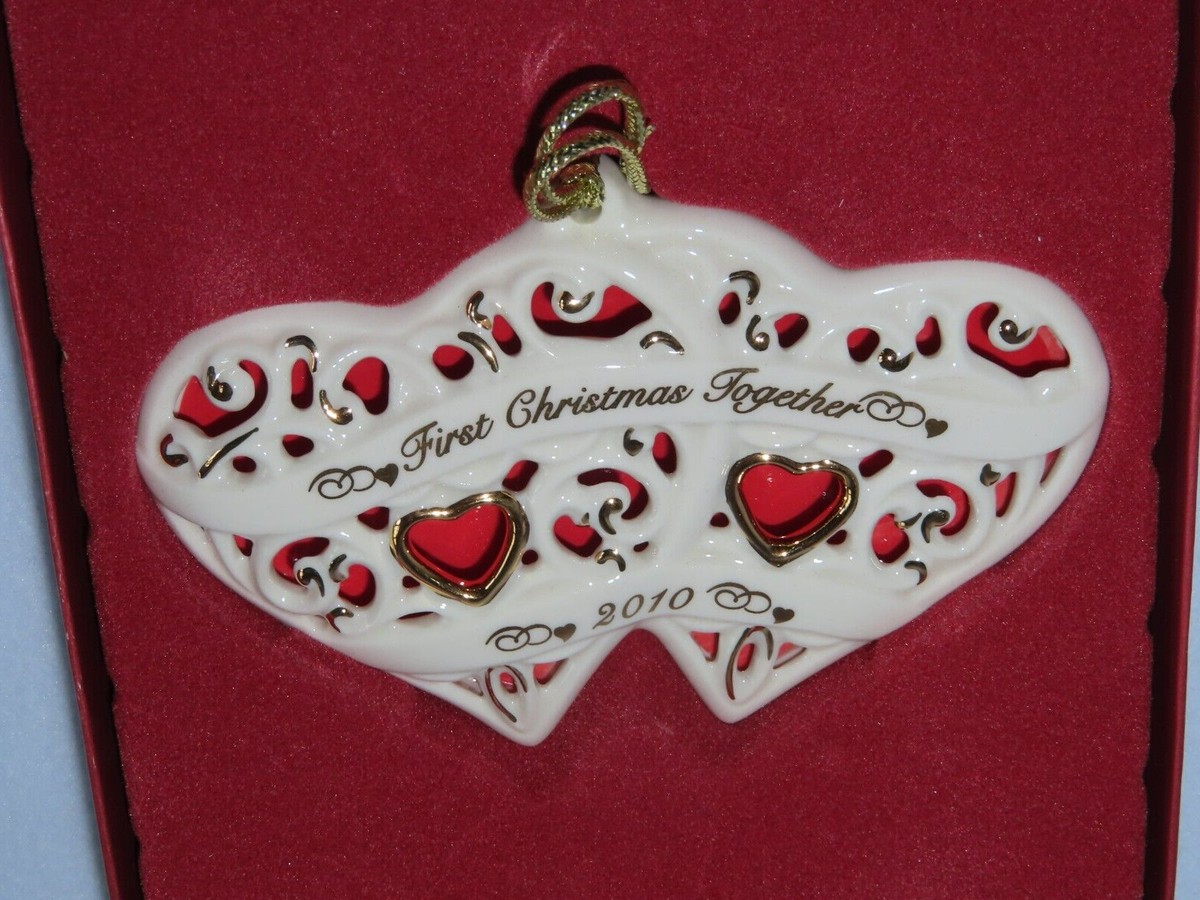 2010 First Christmas Together Lenox Hearts Porcelain Ornament
