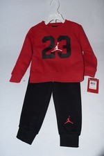 NWT Baby Infant Nike JORDAN Jumpman 23 Sweatsuit 2-piece set 2T Gym Red Black