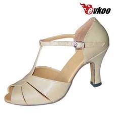 Salsa Latin Dance Shoes Women 7cm Heel Pu Leather Khaki Black High Heel Footwear