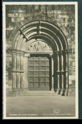 Vintage Akta Postcard RPPC Photo Portalen till Lunds Domkyrka Lund Cathedral