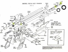 Crosman Rear Cocking Pellet Pistol 1377 1322 Rebuild Reseal O-Ring Seals