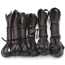 2 yards Genuine Leather Cord Flat Leather Rope for Leather Crafts 3/4/5/6/8/10mm