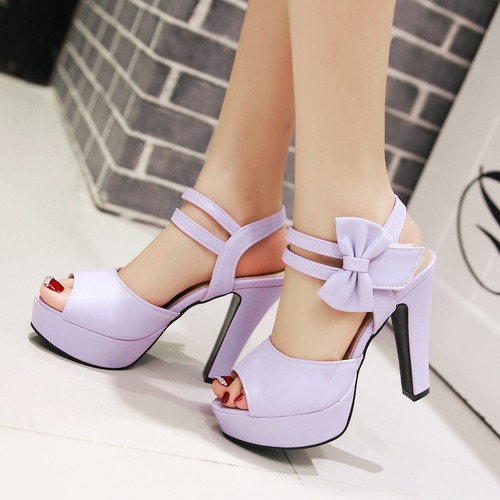 Women's Peep Toe Slingback Bowknot Strappy Sandals Platform Summer Wedding Shoes
