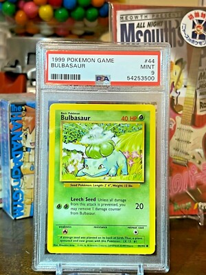 1999 bulbasaur pokemon card value 1999 Pokemon Basic English Bulbasaur #44 PSA 9 - MINT!