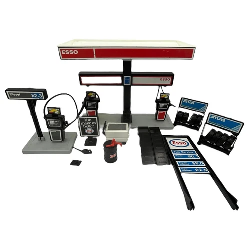 Vintage 1980s Playmobile Esso Gas Station - Incomplete AS IS