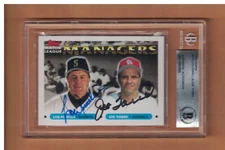 Lou Piniella & Joe Torre AUTOGRAPHED 1993 Topps Baseball Card SIGNED BECKETT AUT