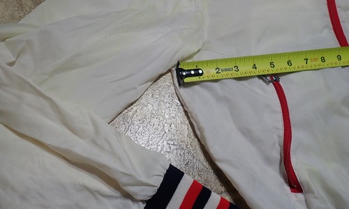 Vintage 80s Campus Outerwear Full Zip White Satin Jacket USA Windbreaker M - Picture 7 of 18