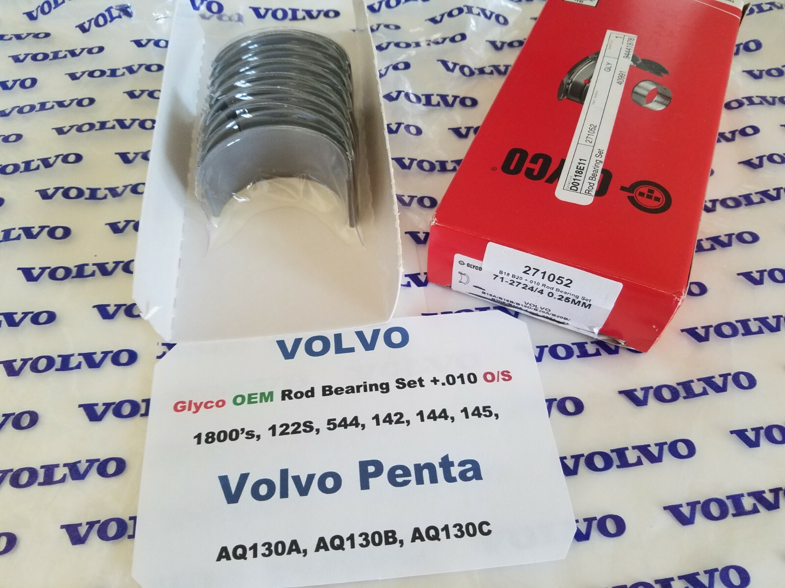 VOLVO B18 & B20 6173 Glyco OEM Rod Bearing Set +.010 1800's,122S,544