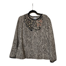 CHICO'S Leopard Print Jacket Embroidered Sequins Beads - Size 1