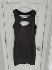 GUESS Black Sexy Peephole Dress Size 6 Zip Sleeveless Knee Length Collarless