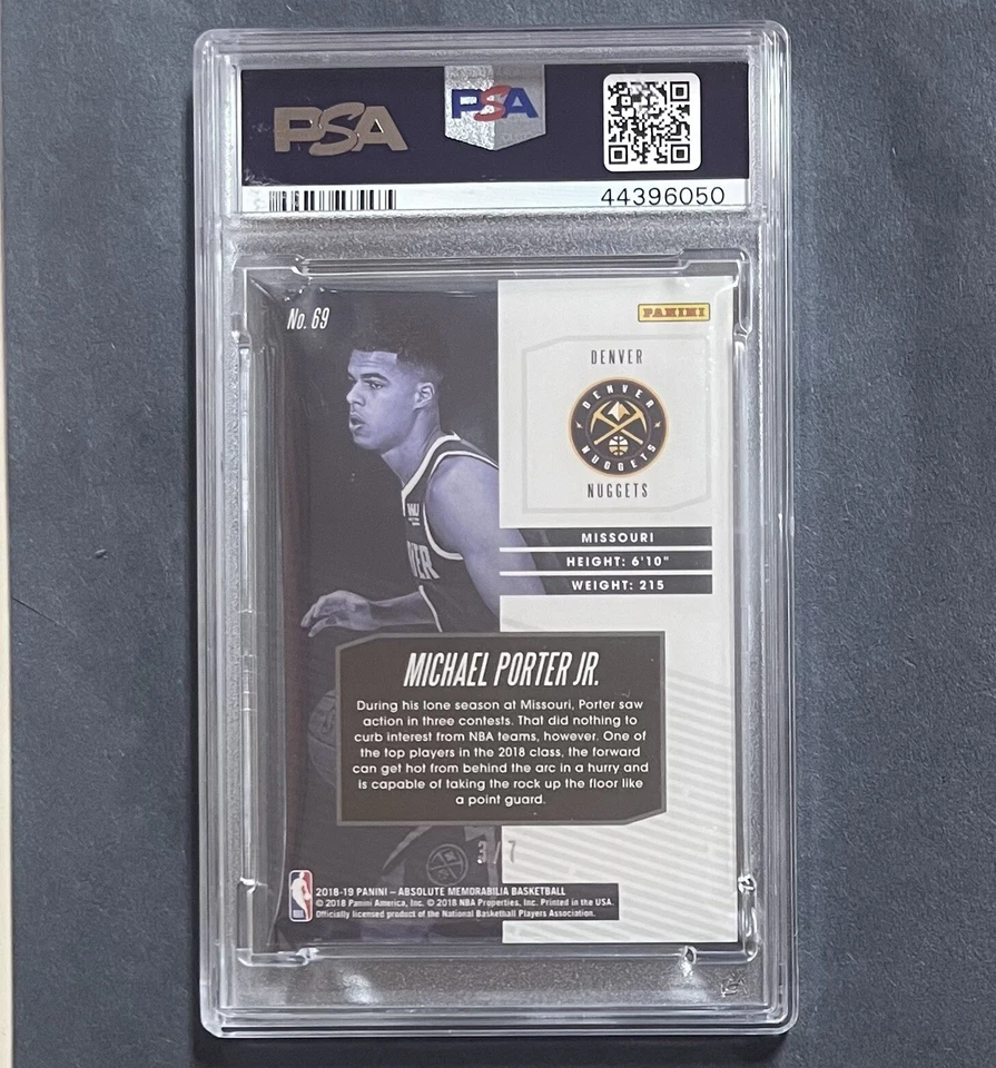 2018-19 Absolute Memorabilia #69 Maroon /7 Michael Porter Jr Rookie RC PSA 10 - Image 2 of 2
