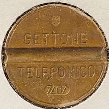 Gettone Telefonico Public Telephone Token c1970 Italy Bronze 25mm #7407