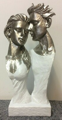 Skulptur belive 34 cm Liebe love Zärtlichkeit Hochzeit Beziehung silber weiss