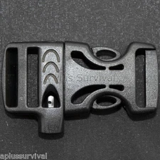 Black 3/4" Quick Release Whistle Buckle for Paracord Survival Bracelets