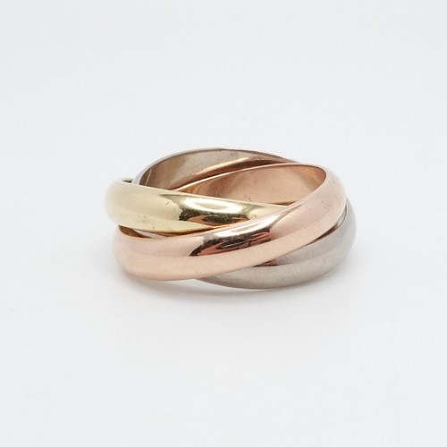 Cartier 18K Tri Color Gold Classic Trinity Band Ring Size 51
