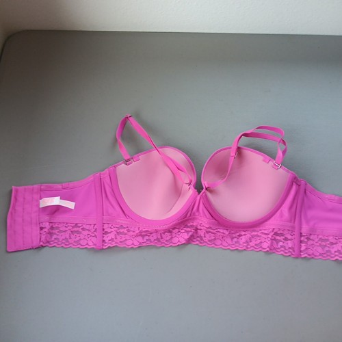 Victoria's Secret PINK Bra Women's 34D Pink Lace Push Up Convertible Strapless - 第 4/7 張圖片