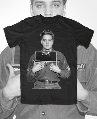Elvis Presley Mugshot T-Shirt schwarz Fun Kult biker rocker rockabilly RocknRoll