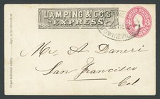Lamping & Co.'s Express, Downieville (Cal.), on 3c Entire, VF, scarce, ex-HAUB