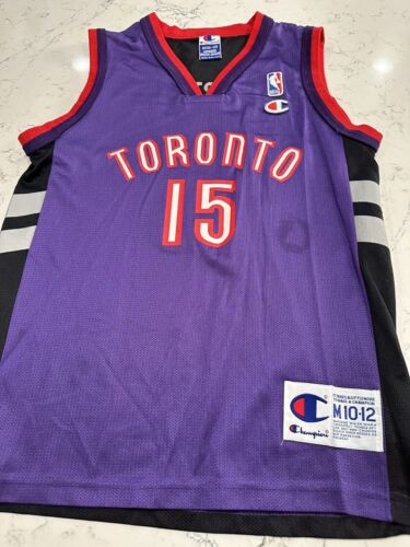 Toronto Raptors Vince Carter #15 Młodzieżowa koszulka M Champion fioletowa czarna NBA VTG - Zdjęcie 1 z 8