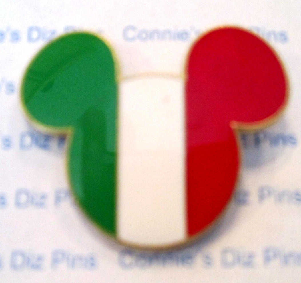DISNEY ITALY FLAG - GREEN WHITE RED MICKEY EARS - 2008 DISNEYLAND RESORT DLR Pin