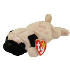 TY Beanie Baby PUGSLY the Pug Dog 8 inch With Original Tag flaws In Tag 