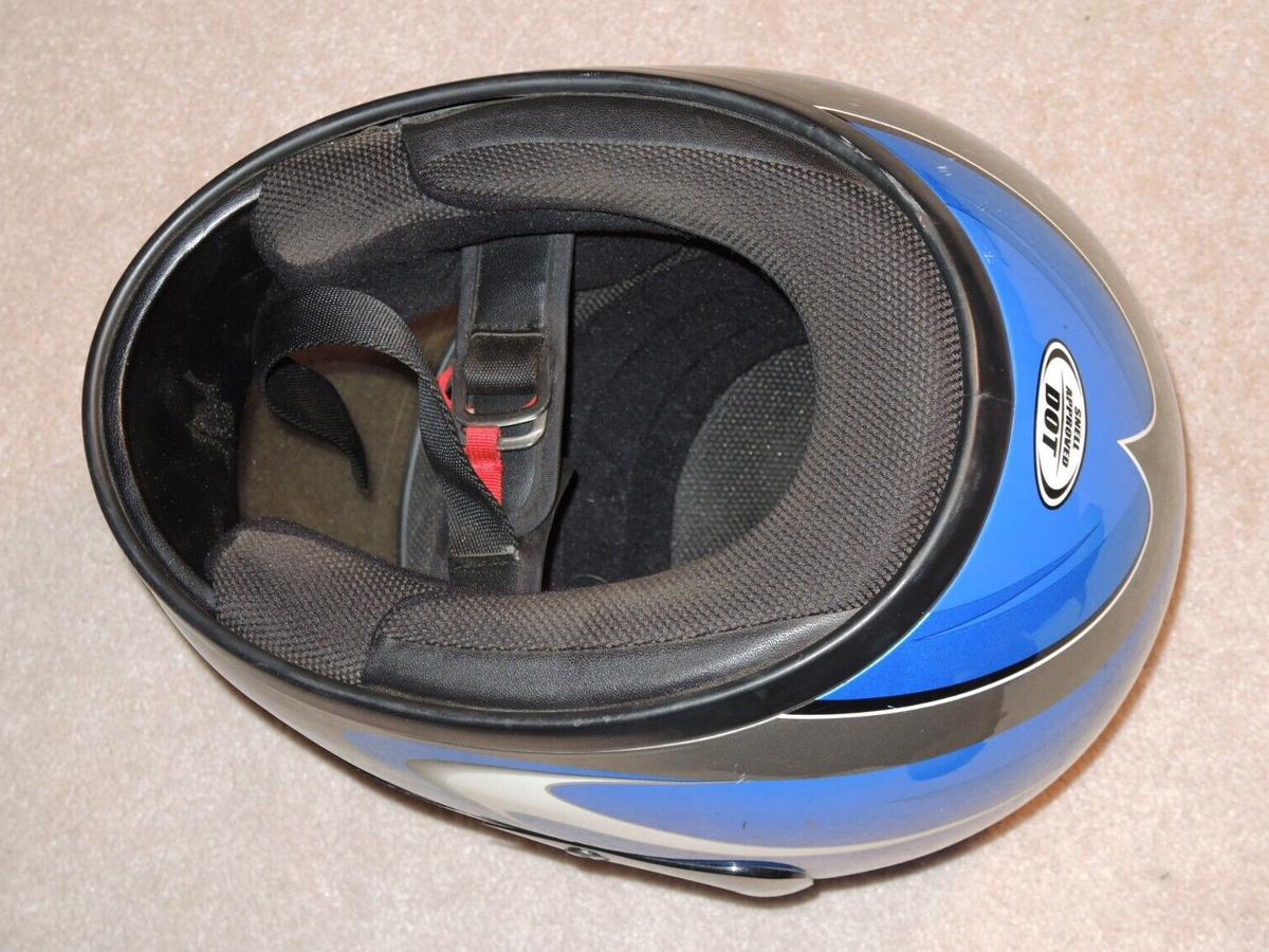 KBC TK-7 Snell DOT M95 Motorcycle Helmet Blue/ White Size XL With