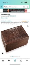 Reminded Rosewood Hand carved Floral Urn Box Cremation Memorial W/velvet Bag. L