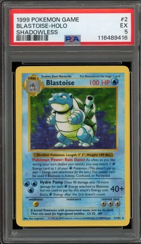 Pokemon Blastoise Base Set Shadowless Holo Rare #2 PSA 5