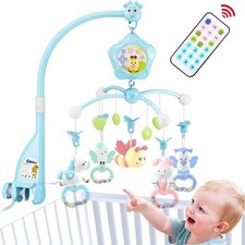 Baby Crib Mobile with Lights and Musicial, Remote, Projector, Newborn Gift fo...