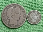 1900 O Barber Half Dollar & 1912 S Barber Dime 90% Silver Coins