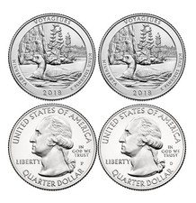 2x 2018 America The Beautiful $ Quarters Voyageurs (MI) P&D BUNC coins