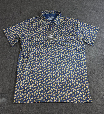 Pins and Aces Golf Polo Shirt Size Medium Short Sleeve Pizza Athleisure NEW