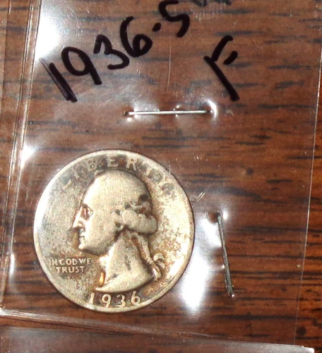 1936-S SILVER WASHINGTON HEAD QUARTER - GRADES - "FINE"