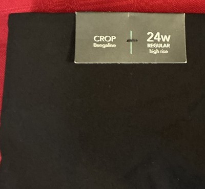 NWT~Maurices Bengaline~High Rise~Pull-On~Wide Waistband~Black Crop Pants~24W Reg