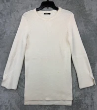 The Row Women's Knit Sweater Sz M Ivory White Bell Sleeve Long Wool Crewneck