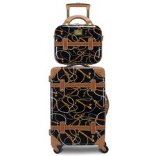 Regal Vintage Style 2-Piece Hardside Carry-On Train Case Spinner Luggage Set ...