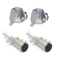 2 pack of 7-Way Electrical Plug with Spring Guard with 7-Way split pin Socket 2