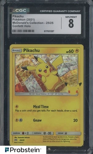 2021 Pokemon McDonald's Collection Confetti Holo #25 Pikachu CGC 8 NM-MT
