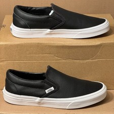 Vans Classic Slip-On Black Perforated Leather  Men  s 7.5/Women  s 9  Pre-Owned