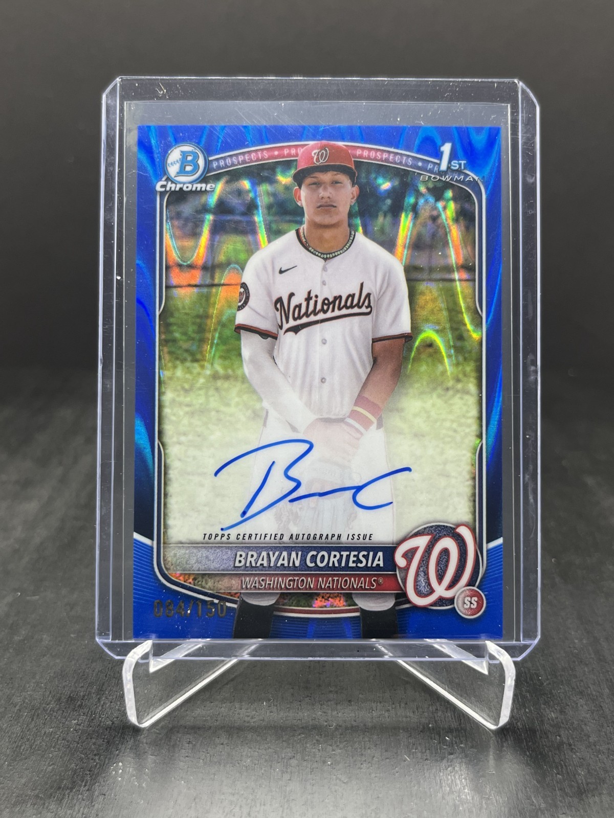 2025 Bowman Chrome Brayan Cortesia 1st Autograph Blue RayWave 084/150 #CPA-BC