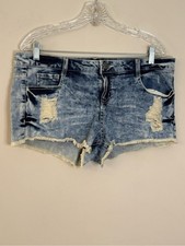 Vanilla Star acid wash distressed cutoff denim shorts SZ 15