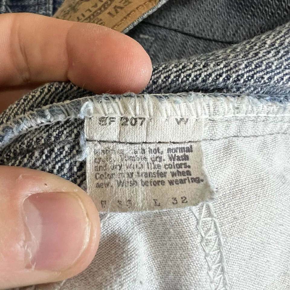 VTG Levi's 40505-0250 Hickory Pinstripe Jeans Mens 33x31" Blue Straight USA 70s - Image 2 of 4