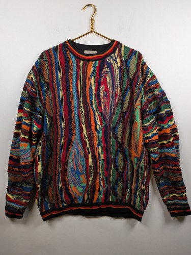 Coogi Sweater Mens XXL 2XL Light Multicolor 3D Knit Cotton Vintage 90s Australia - Image 1