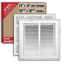 Fits 14x14 Duct Opening | Filter Included Steel Return Air Filter Grille by...