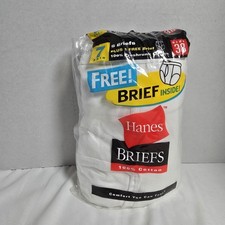 VTG 2000 Hanes Men  s Classic White Briefs 38 100 Cotton Underwear 7 Pairs