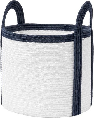 La Jolíe Muse 40L geflochtener Aufbewahrungskorb - runder Wäschekorb mit Griffen Pearl