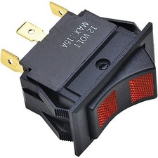 1Pc Seachoice 15A 12V Black Rocker Switch, On Red /Off/On Red 