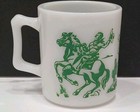 Vintage Hazel-Atlas Milk Glass Mug/Cup - Green Hopalong Cassidy  — photo 4